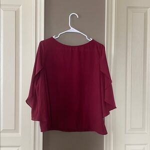 SHEIN Burgundy Blouse with Flowing Sleeves